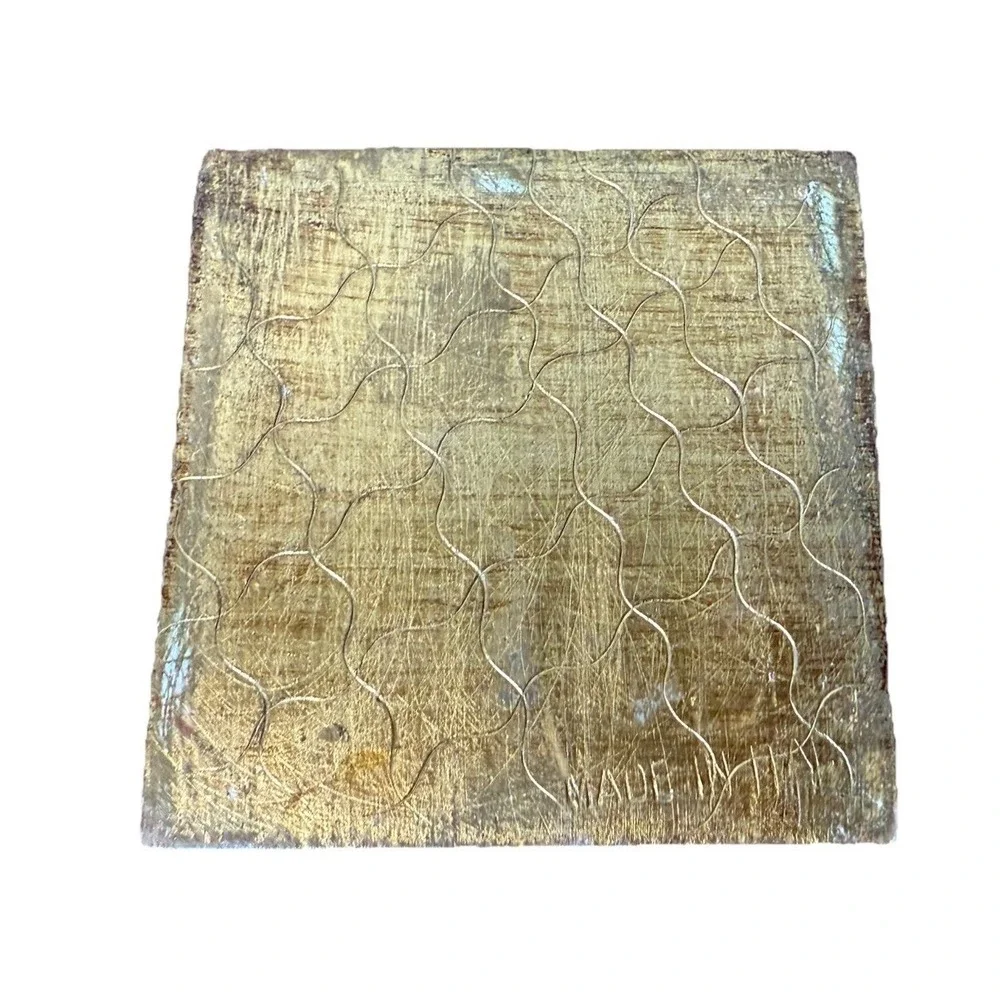 Vintage Handmade in Italy Gold Leaf Wood Trinket Jewelry Box Florentine